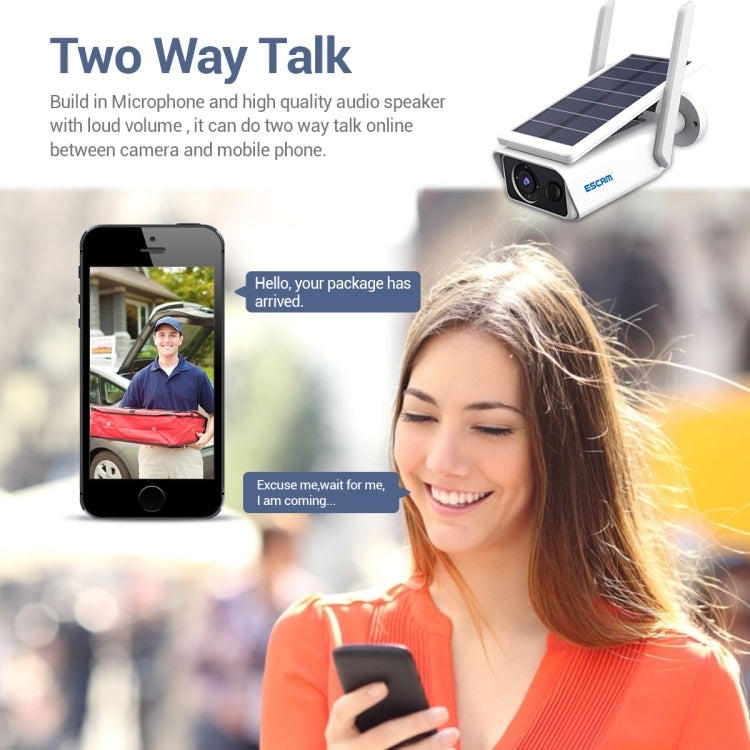 ESCAM QF180 H.265 3MP Solar Wifi IP Camera, Without Battery, QF180 ESCAM QF180 H.265 3MP Solar Wifi IP Camera, Without Battery, QF180